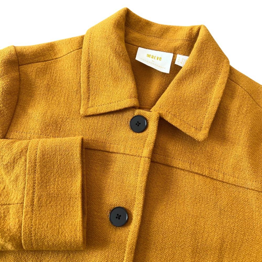 Maeve Anthropologie Mustard Yellow Cotton Blend Button Front Coat Size 2